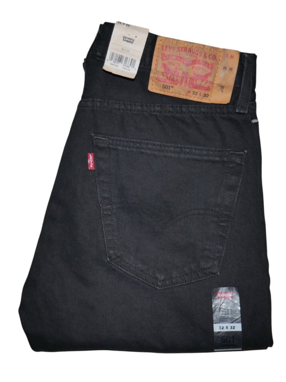NEW Levis 501 Men's Denim Jeans Size 32x32 Solid Black Button Fly Original Fit